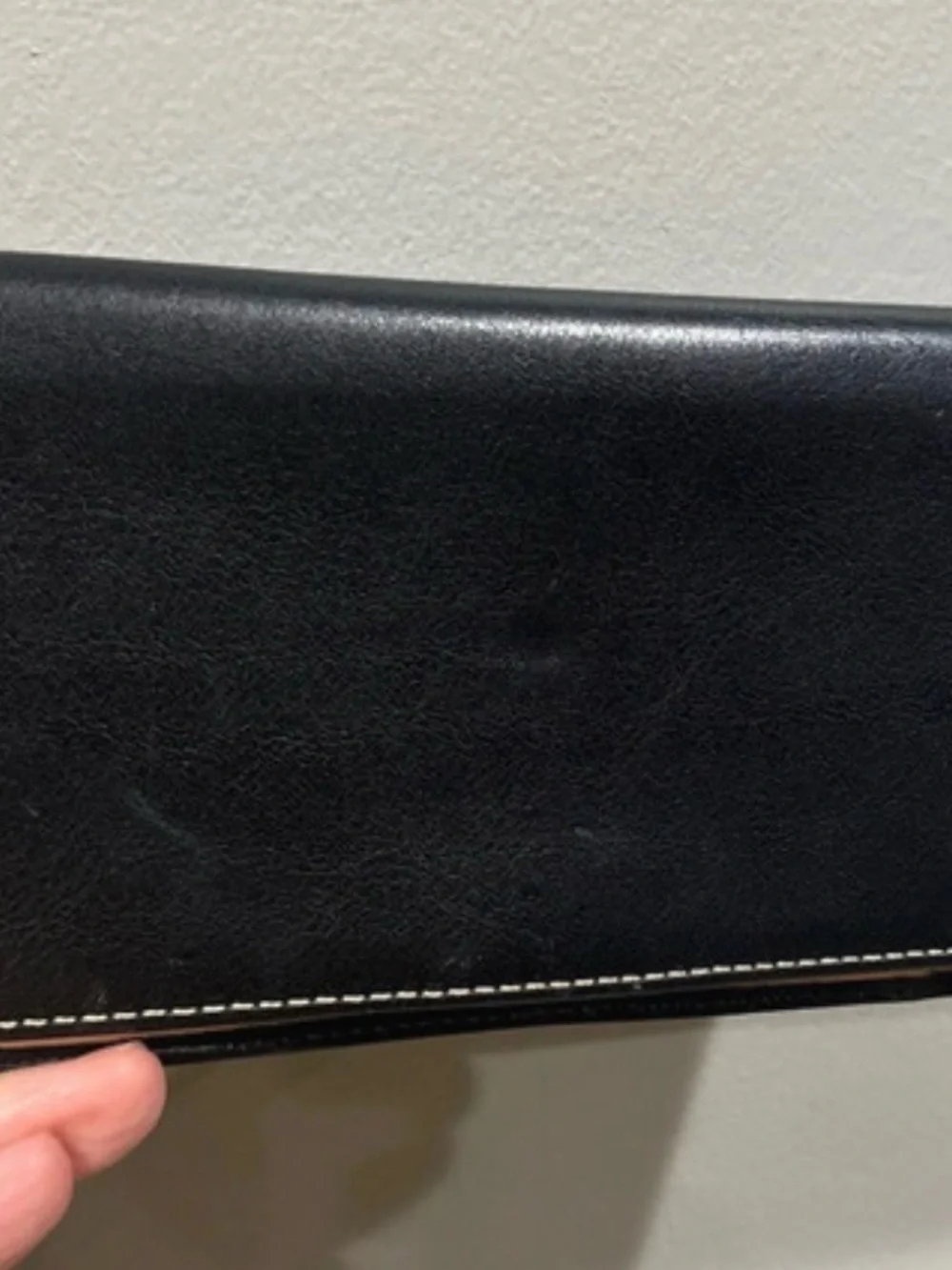 Coach Checkbook Cover Wallet Bi-Fold Soft Leather Pen Holder Black